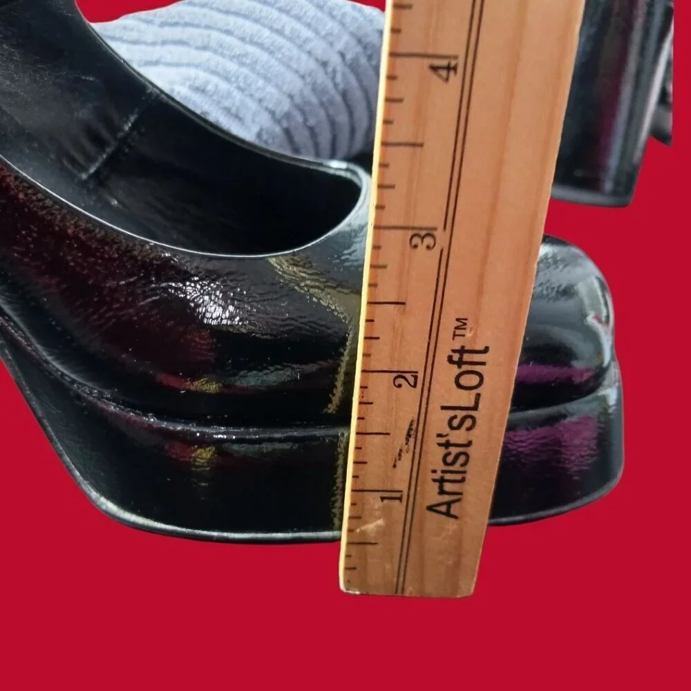 Napoleoni Patent Leather Mary Janes Heels Plattform  Black   Size 39